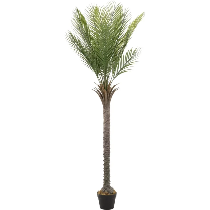 ML-Design Künstliche Palme 180 cm, Tropische Kunstpalme mit voluminösen Blattwedeln und realistischem Stamm, Grün im Topf Schwarz