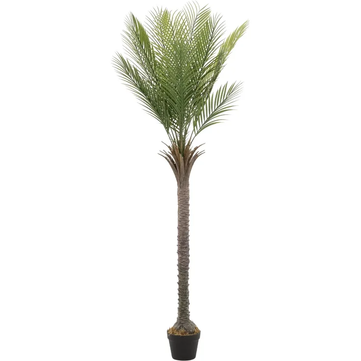 ML-Design Künstliche Palme 180 cm, Tropische Kunstpalme mit voluminösen Blattwedeln und realistischem Stamm, Grün im Topf Schwarz