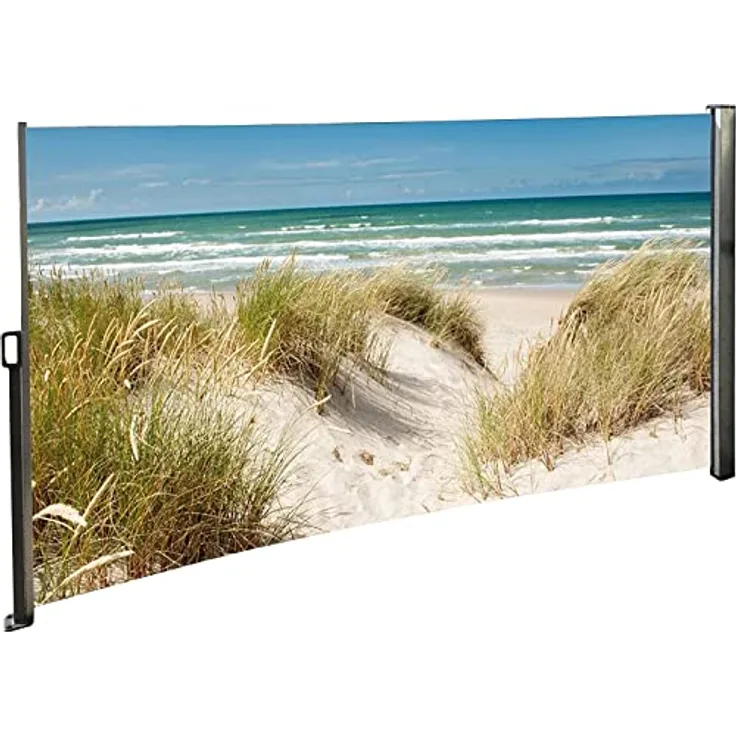 Seitenmarkise Sichtschutz Fotodruck Strand Düne Meer Ostsee Windschutz rechts 160x300 cm