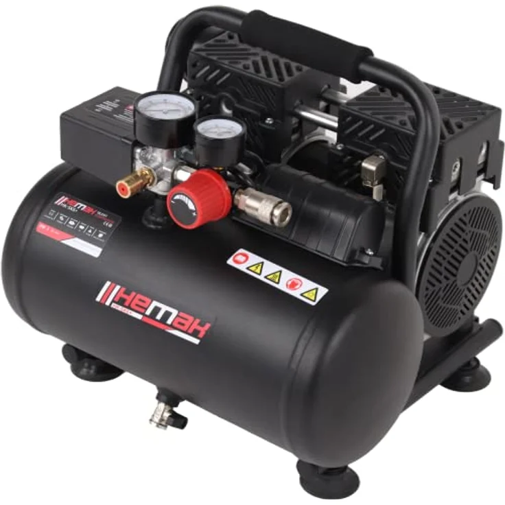 HEMAK HK-SK6+ Silent Kompressor Flüster Druckluftkompressor Silent 8 Bar 6 L 1PS – Bild 1