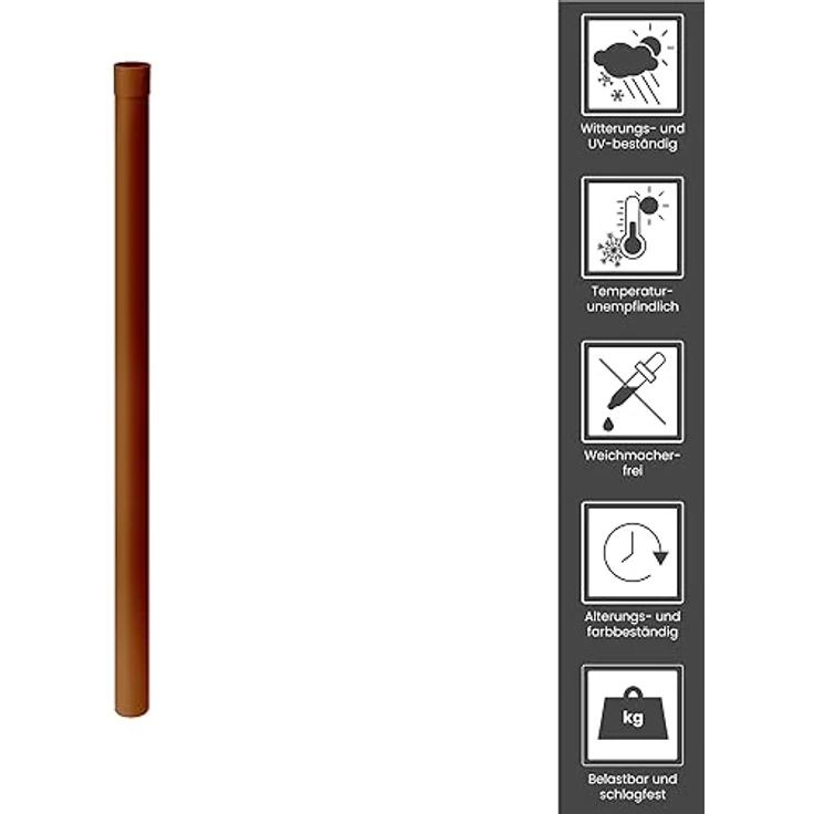 INEFA Regenrinnen Fallrohr 100 cm DN 100, PVC-U Kunstoff, braun, witterungsbeständig mit Steckmuffe für einfache Montage – Bild 8