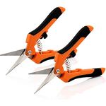 Zelsius 2er Set Ernteschere | Gerade, Spitze Klinge | Orange/Schwarz | Gartenschere Rosenschere Pflanzenschere Leseschere Grow Schere