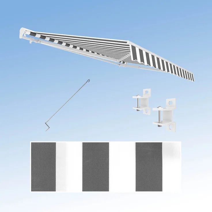 Eclipse Kassettenmarkise Größe: 3,50 x 3,00 Meter Standard manuell 3,5x3m, Weiß, mit UV-Schutzfaktor 50+ und Windwiderstandsklasse 2