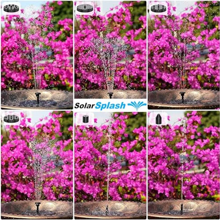MAVURA SolarSplash Solar Springbrunnen Teichpumpe mit 6 Effekt-Aufsätzen, schwarz – Bild 5