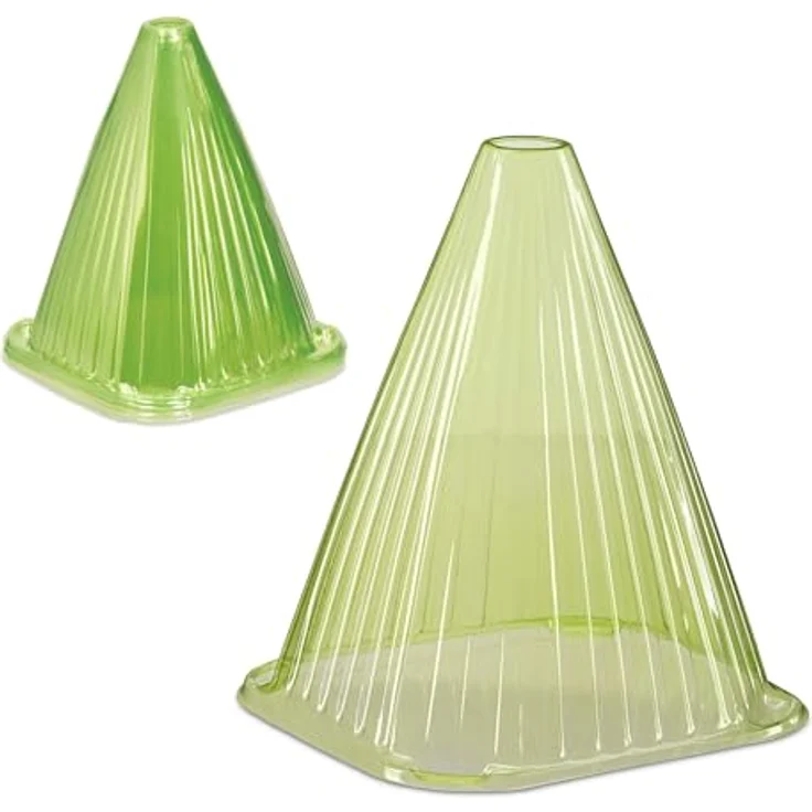 relaxdays Pflanzenschutzdach Pflanzenhut Schnecken, 12er Set, grünes PVC mit Belüftungslochsystem für Jungpflanzen – Bild 1