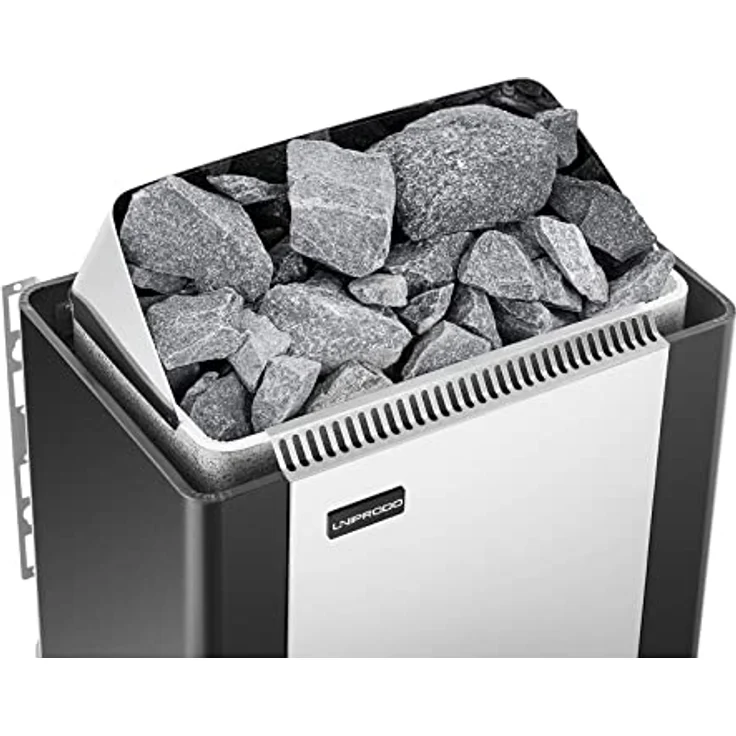 Uniprodo UNI_SAUNA_S6.0KW Saunaofen Elektroheizung, 6 kW für Trockensauna 5-9 m³, Grau/Silber mit integrierter Steuerung und Zeitschaltuhr – Bild 2