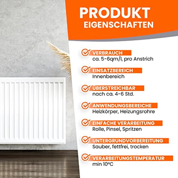 BEKATEQ Heizkörperlack Rustikal Rot 2,5l - hitzebeständiger Metallschutzlack, hochdeckend, geruchsarm, lösemittelfrei, schnelltrocknend, einfache Verarbeitung - BE-903 – Bild 2