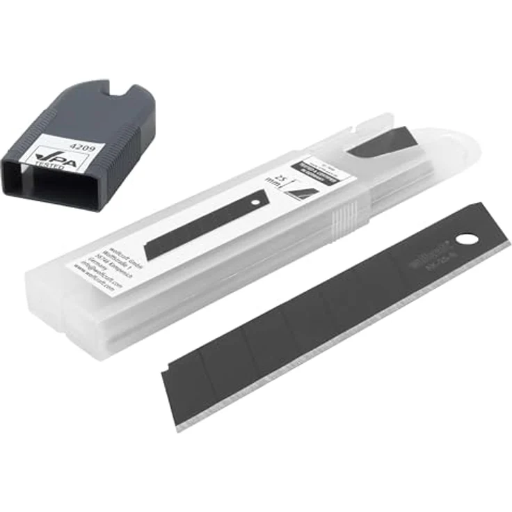 Wolfcraft 4209000 Pro-Sharp Abbrechklingen, 25 mm schwarz, 5 Stück, extrascharf aus Carbonstahl mit 30% besserer Schneidleistung – Bild 1