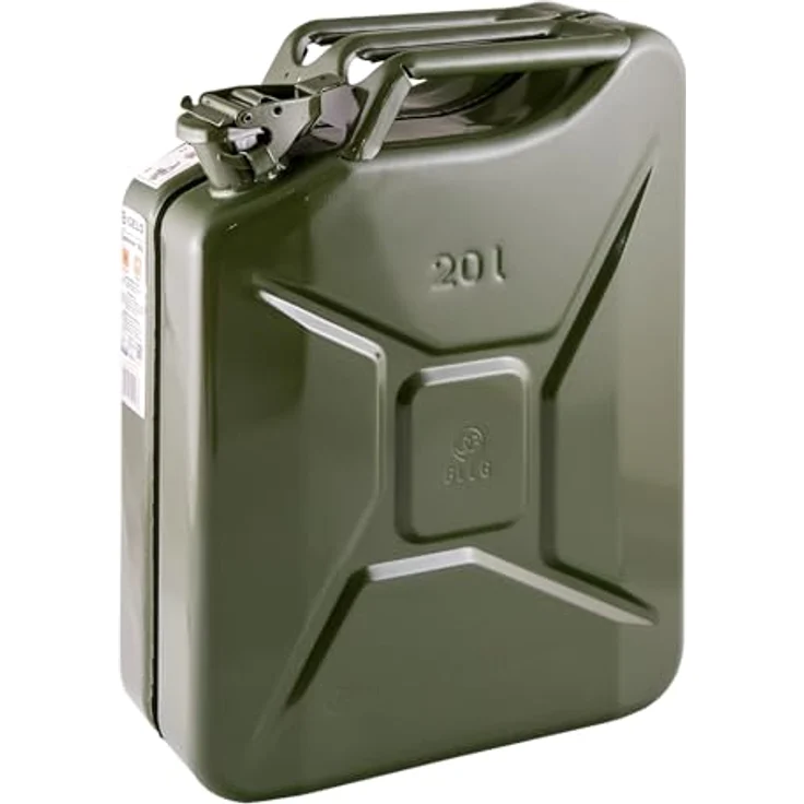 Benzinkanister Kraftstoffkanister Metall 20 Liter Kanister für Benzin und Diesel GRÜN ral 6003 – Bild 2