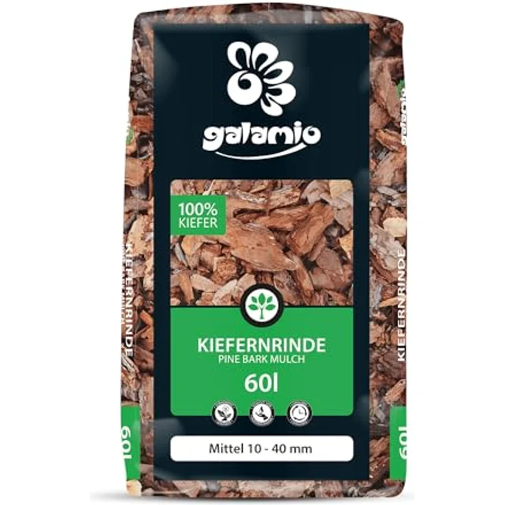 GALAMIO Kiefernrinde Kiefernmulch Rindenmulch Naturprodukt, rotbraun, Körnung 10-40mm, 60l Sack, 2.340l pro Palette – Bild 4