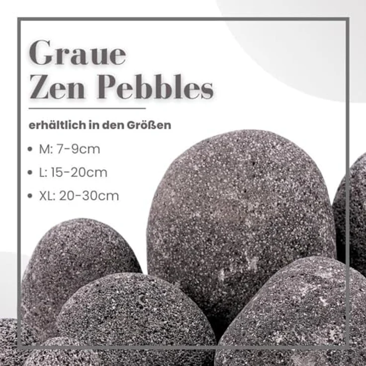 AquaOne Aquarium Steine Zen Pebbles Grau 10 kg Gr.M 7-9 cm pro Stein - Aquascaping Gestein Dekoration Terrarium Nanobecken Landschaft – Bild 2