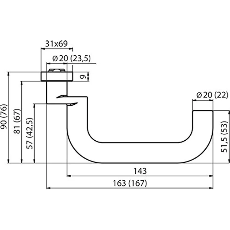 dormakaba Drückerlochteil PREMIUM 8100, Türbeschlag ohne Rosette, 23,5 mm, silber eloxiert, Aluminium, EN 1906 Klasse 4 – Bild 2