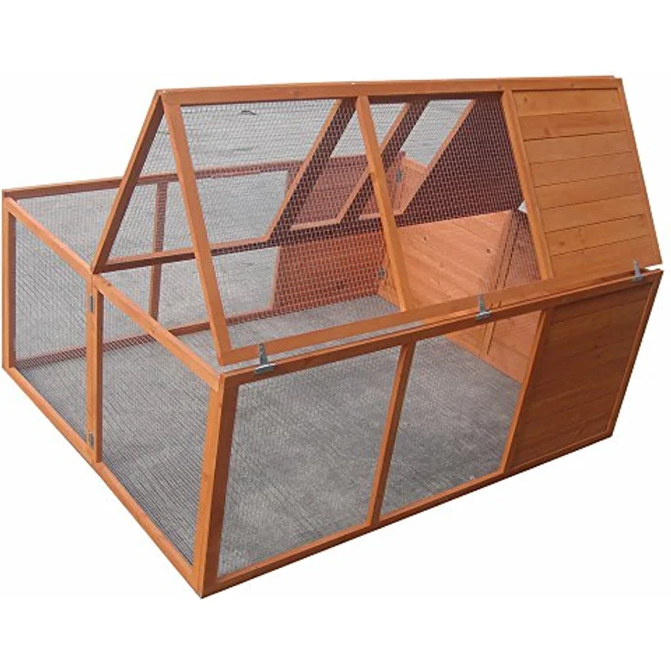 Melko Kleintierstall Klappbarer Hasenstall Freilaufgehege ca. 160 x 119 x 60 cm, aus Holz, braun – Bild 3