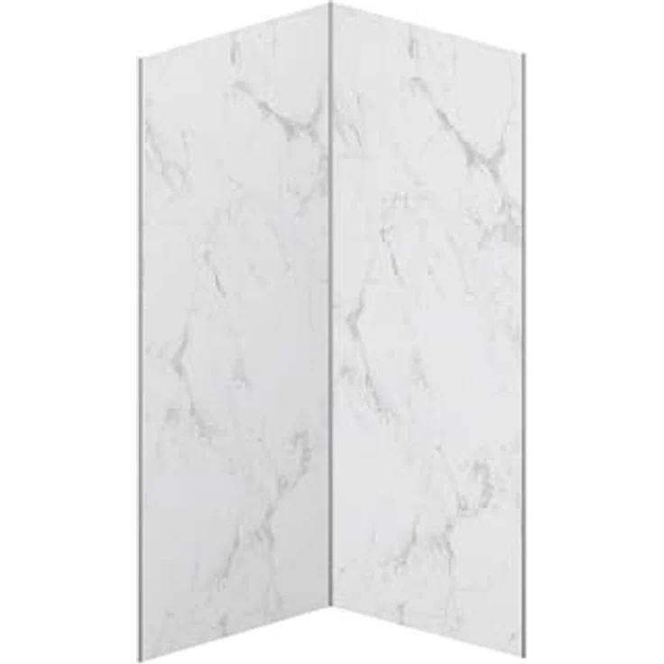 Vente-unique Wandpaneele für Dusche Eneko, 2er-Set in Weiß, Marmor-Optik, 90 x 210 cm – Bild 1