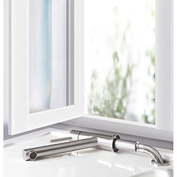 Villeroy & Boch Como Window 92570005, Hochdruck Küchenarmatur aus Edelstahl Anthracite, 360° schwenkbar, herausziehbar für Fenstermontage – Bild 7