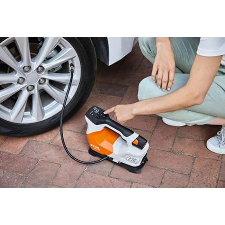 STIHL Akku-Kompressor KOA 20, mit Akku AS 2 und Ladegerät AL1 - AS-System, ergonomisches Display, LED-Licht, automatische Abschaltfunktion, Gummifüße, blau – Bild 5