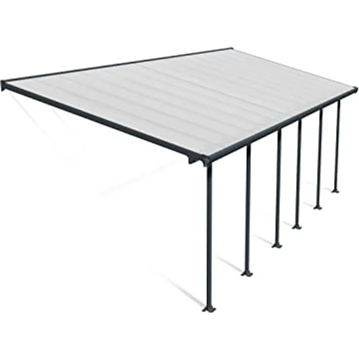 Palram Canopia Terrassenüberdachung Alu Feria 3X8.51 Polycarbonat Hohlkammerplatten Pergola 851 x 300 cm Grau