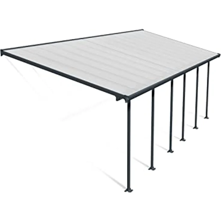 Palram Canopia Terrassenüberdachung Alu Feria 3X8.51 Polycarbonat Hohlkammerplatten Pergola 851 x 300 cm Grau – Bild 1