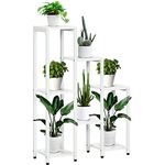 Outsunny Pflanzenständer mit 7 Ablagen, Weiß, belastbar bis 2 kg pro Ebene, platzsparendes Blumenregal für Wohnzimmer, Ecke und Balkon, 65 x 23 x 94,5 cm