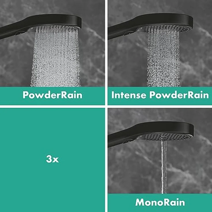 hansgrohe Brausethermostat ShowerTablet 350, Duscharmatur mit Kopfbrause Rainfinity 250, Graphit-Ablage und Sicherheitssperre bei 40°C – Bild 9