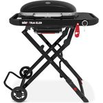 Weber Traveler Compact Gasgrill (2026), Tragbares klappbares Design mit Rädern, 1 Brenner, 52 x 36 cm Grillfläche, Schwarz