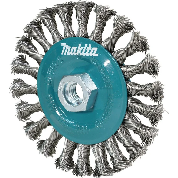 Makita Werkzeug GmbH Drahtbürste Makita Rundbürste 125mm gezopft Ø 125 mm M14 gezopft INOX D-77540, Edelstahl Rundbürste 125 mm, hohe Abtragsleistung – Bild 1