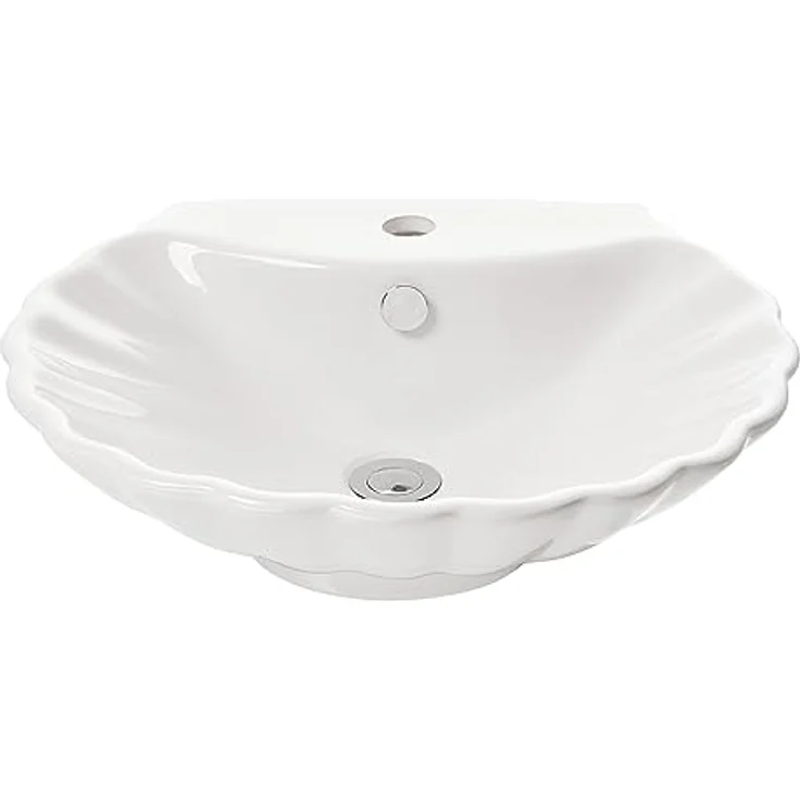 NEG Waschbecken Uno38A (Muschel-Form/oval) Aufsatz-Waschschale/Waschtisch (weiß) mit geschwungenem Rand und Nano-Beschichtung – Bild 5