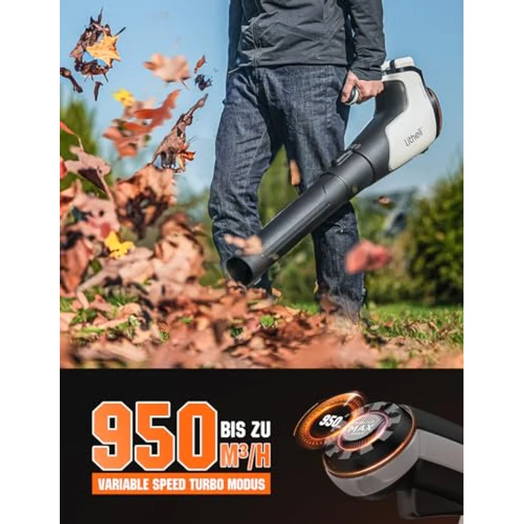 LITHELI Akku-Laubbläser U20 2x20V/4.0Ah, mit optimiertem Luftstromsystem und USB-C Ladefunktion, grün – Bild 4