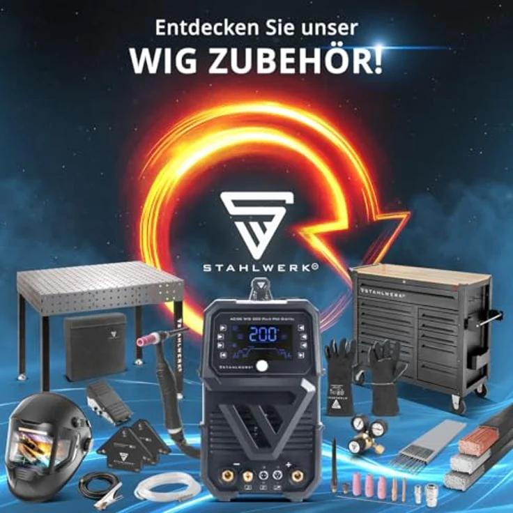 STAHLWERK DC WIG 200 ST, 2 in 1 Kombi Schweißgerät mit HF-Zündung, 200A, leicht und kompakt, inkl. Zubehörset – Bild 12