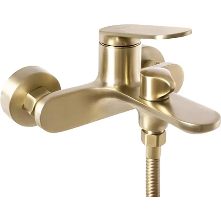 Rea Badewannenarmatur Marco, Komplettset mit Handbrause, gebürstetes Gold, ergonomisches Design - 19X15X11,5CM – Bild 3