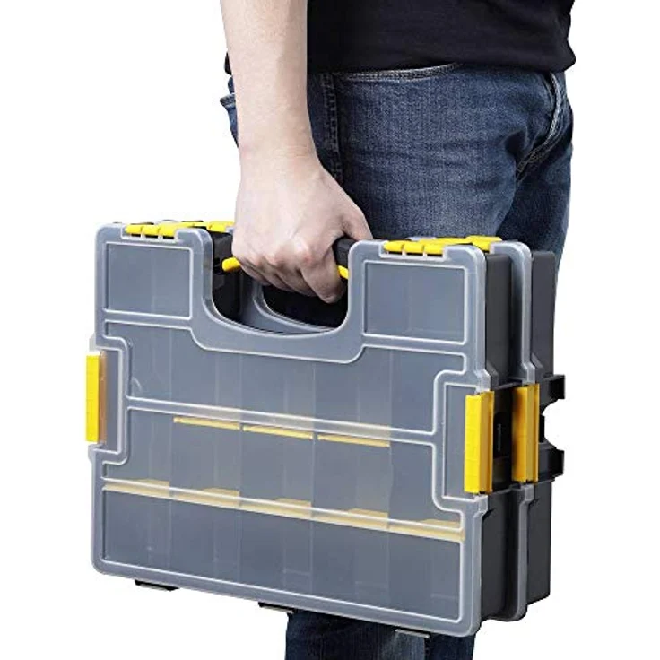 Basetech Sortimentskasten, 370 x 286 x 140 mm, 15 Fächer mit variabler Unterteilung, transparenter Deckel – Bild 4