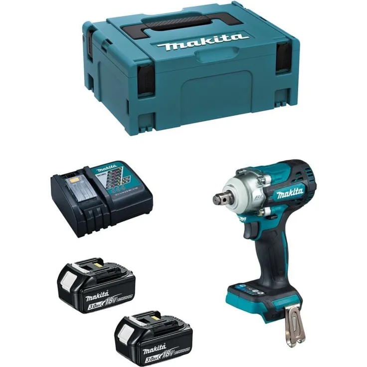 Makita DTW300RFJ, Schlagschrauber mit 330 Nm Drehmoment, 4-Gang-Wahlschalter, 2 x 3,0 Ah Akku und MAKPAC 2