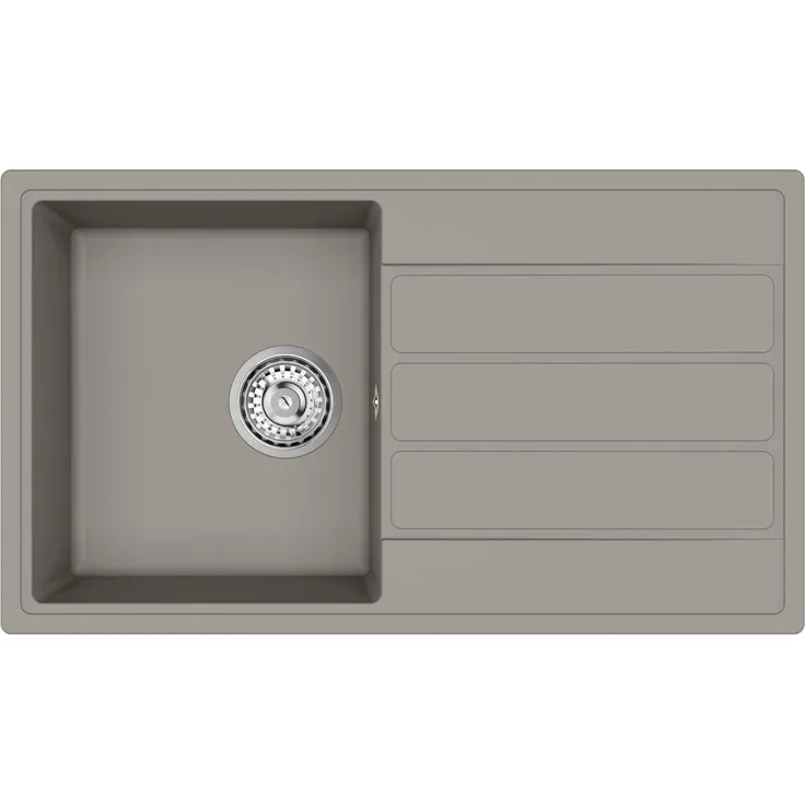 SIKO SAT Spülbecken Kaschmir Beige, Granit Küchenspüle mit Abtropffläche 76x44 cm, pflegeleicht und robust