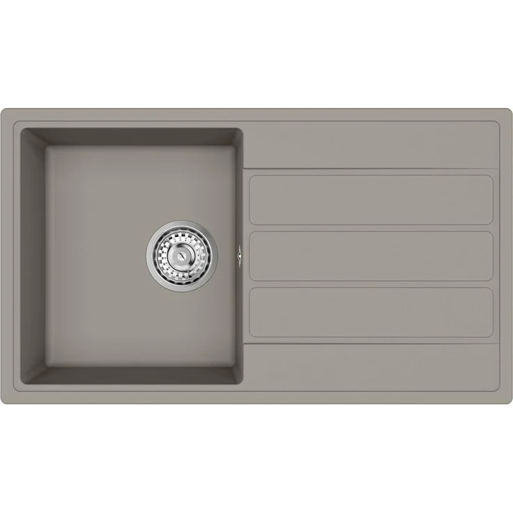 SIKO SAT Spülbecken Kaschmir Beige, Granit Küchenspüle mit Abtropffläche 76x44 cm, pflegeleicht und robust