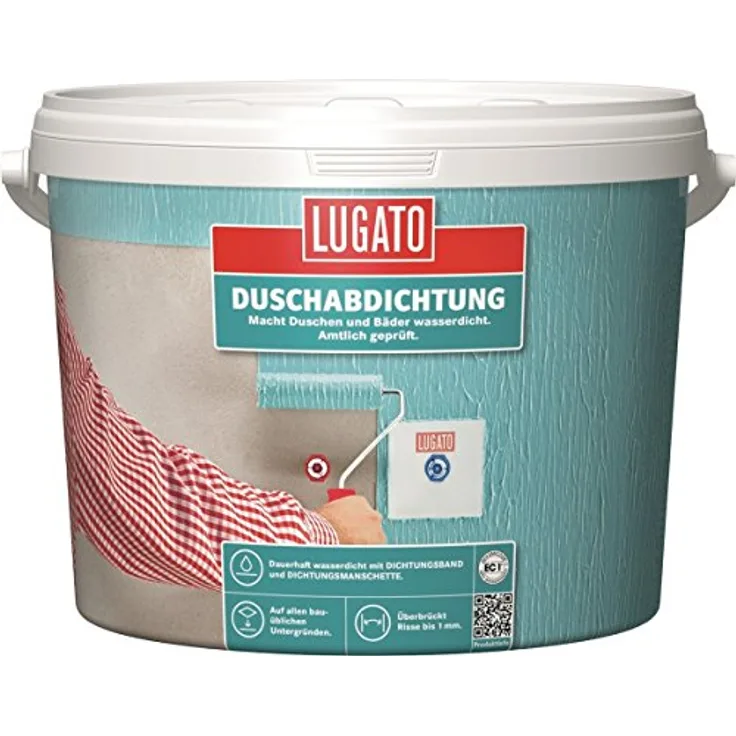 LUGATO Duschabdichtung 4 kg, mintgrüne Latex-Beschichtung, lösemittelfrei, rissüberbrückend bis 1 mm, für wasserdichte Duschen und Bäder