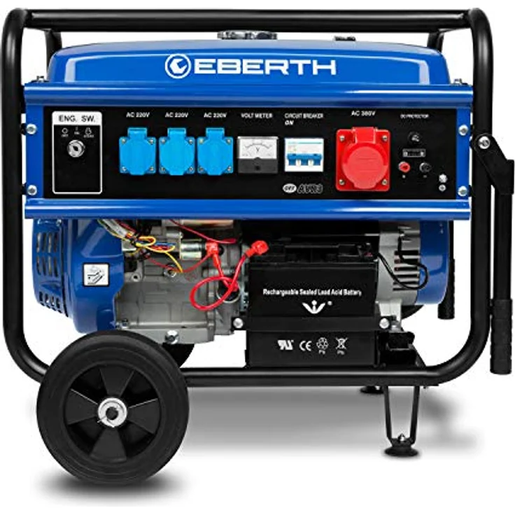 EBERTH 5500 W Stromerzeuger SM1-ER5500-3F, 13 PS 4-Takt Benzinmotor mit E-Start und 3-Phasen Anschluss – Bild 3