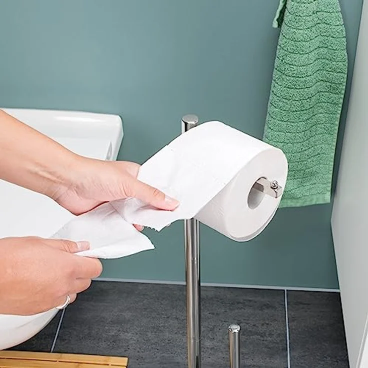 bremermann WC-Ständer, WC-Garnitur, WC-Bürste, Edelstahl rostfrei, Sicherheitsglas (weiß) – Bild 4