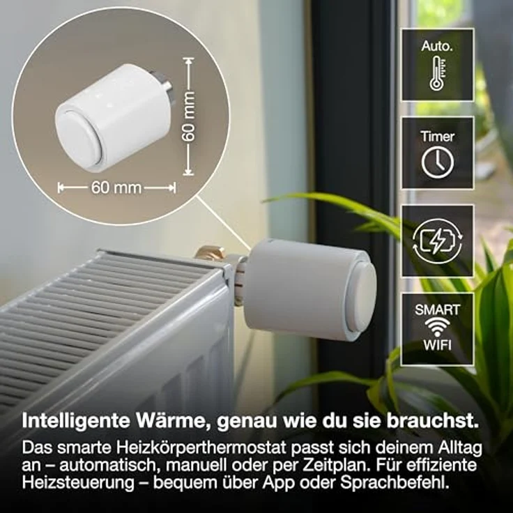 OSRAM SMART+ WiFi Heizkörperthermostat, programmierbar mit IP20-Schutz, für Smart Home, weiß, 1er-Pack – Bild 2
