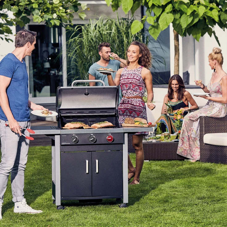 Enders Gasgrill CHICAGO 3 R schwarz silber 2.520 cm² Grillfläche 3 Brenner 2 Seitenablagen 10,4 kW – Bild 5