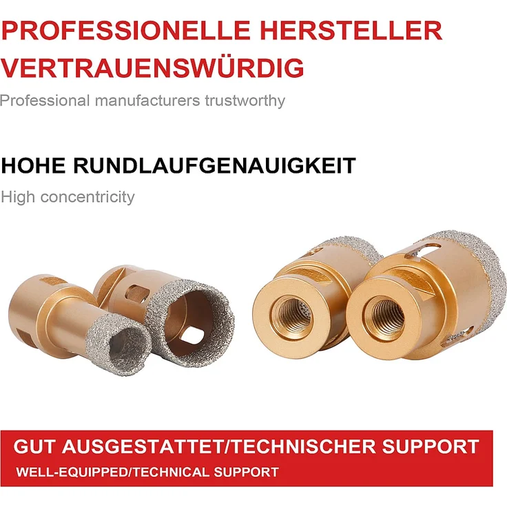 Diamantbohrkrone M14 Bohrkrone Fliesenbohrer Diamantbohrer Nass+Trocken Flex Winkelschleifer - 15 mm – Bild 4