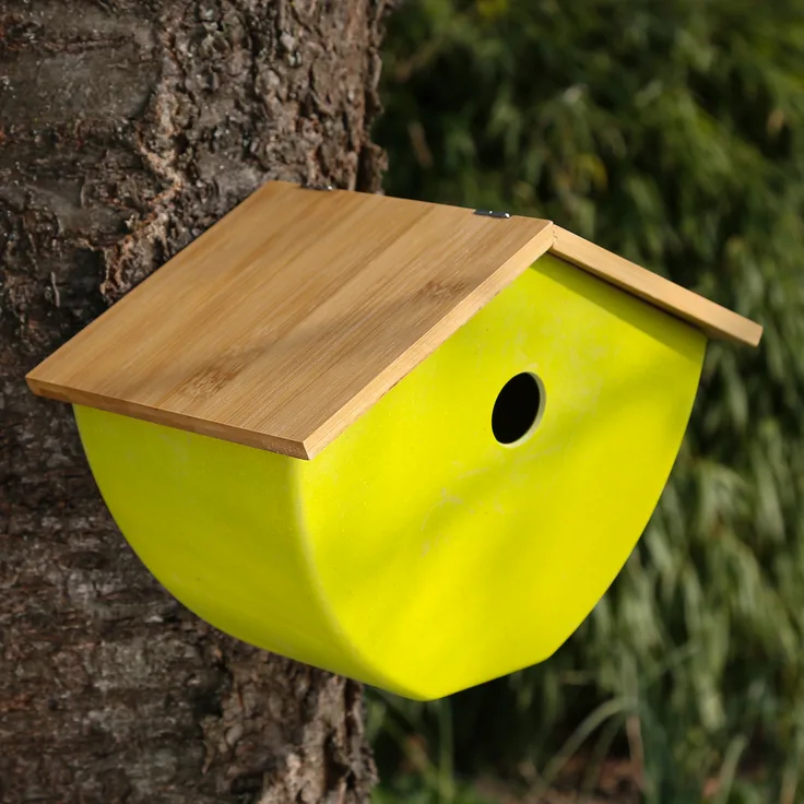 GAUMENKICK Vogelhaus - Nistkasten - Bambus - H: 20,5cm - L: 28cm