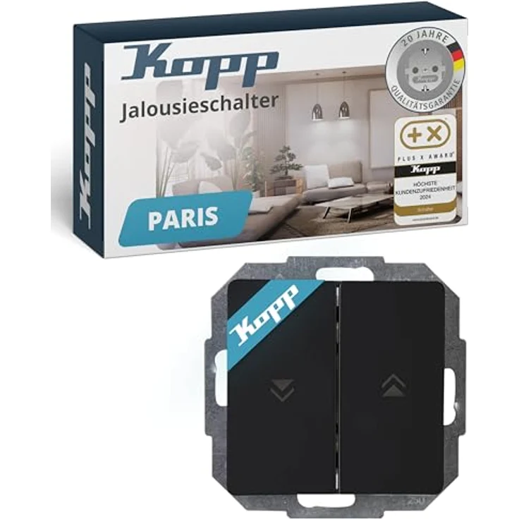Kopp Abdeckrahmen 651550080, 1-polig Unterputzschalter aus matt schwarzem Kunststoff, IP20 Schutzart – Bild 1