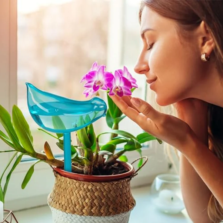 relaxdays Bewässerungskugel Vogel transparent, 12er Set mit dosierter Wasserabgabe für Topfpflanzen – Bild 3