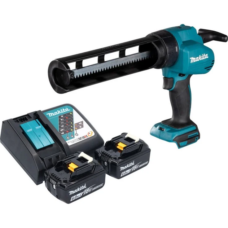 Makita DCG 180 RG, Akku-Kartuschenpistole 18 V mit 2x 6,0 Ah Akkus und Ladegerät, präzise Dosierung und Tropfschutz