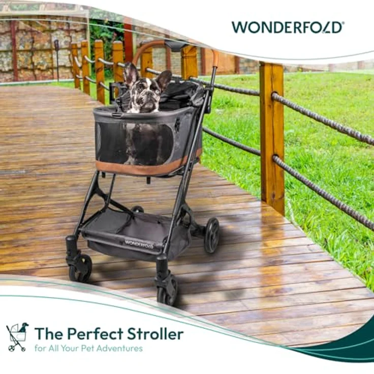 Wonderfold P2, Hunde-Transportbox 3-in-1 Buggy mit doppelten Eingängen, Mesh-Belüftung und herausnehmbarer Bodenmatte, grau – Bild 2