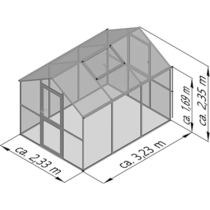 KGT Gewächshaus Aptasia III, mit 4 mm Sicherheitsverglasung, rostfreien Aluminiumprofilen in Anthrazit-Grau, automatischem Fensterheber und breiten Drehtüren – Bild 4