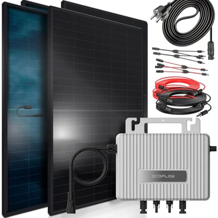 VENDOMNIA SUNNIVA® 2600W Balkonkraftwerk, 800W Wechselrichter, 4x 500W BIFAZIAL, FULL Black, Glas-Glas, 5m Kabel – Bild 1