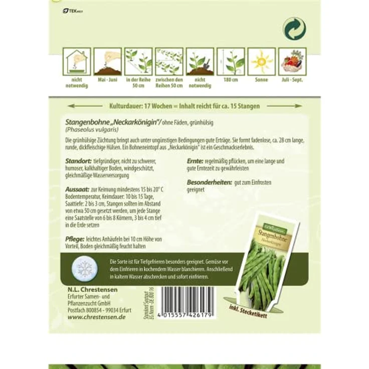 N.L. Chrestensen Stangenbohnen Neckarkönigin – Bild 3