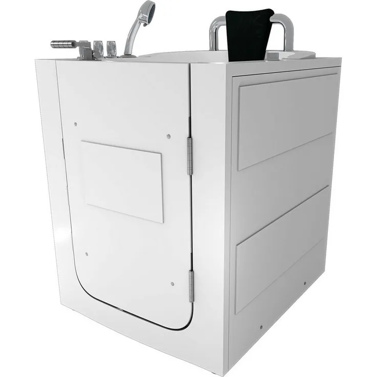 AcquaVapore Whirlpool-Badewanne Senioren Wanne Sitzwanne mit Tür Pool S10-TH-WP, (1-tlg) - Badewanne mit seitlicher Tür, Glasfaserverstärktes Sanitär-Acryl, Thermostat-Armaturen, 8 Wassermassage-Düsen, weiß