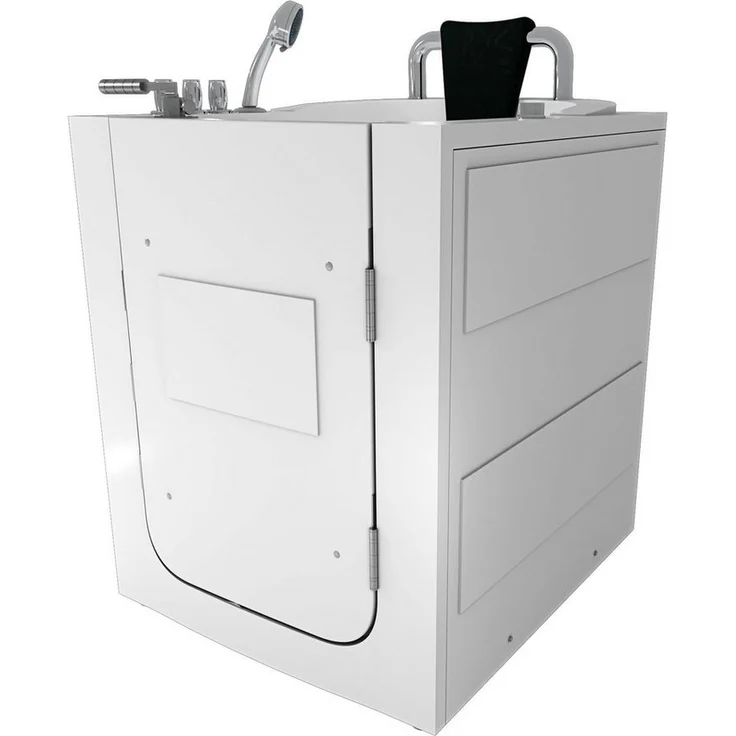 AcquaVapore Whirlpool-Badewanne Senioren Wanne Sitzwanne mit Tür Pool S10-TH-WP, (1-tlg) - Badewanne mit seitlicher Tür, Glasfaserverstärktes Sanitär-Acryl, Thermostat-Armaturen, 8 Wassermassage-Düsen, weiß